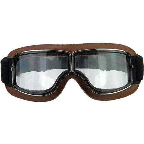 CGM 705 B01 barna retro motoros szemüveg víztszta lencsével