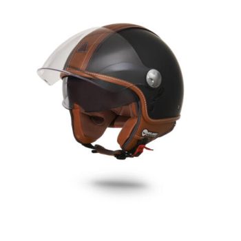   Helmo Pelledura prémium matt fekete bukósisak barna bőr borítással 22.06