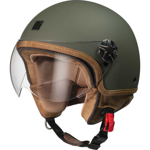 MotoCubo Ant verde nyitott retro bukósisak