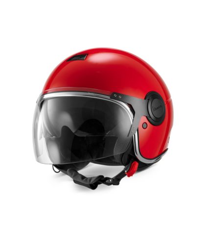 Vespa Argentario rosso R7 nyitott bukósisak napszemüveggel 
